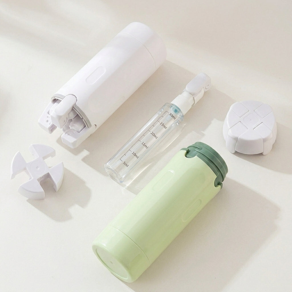 Emportez toute votre routine dans un seul flacon - Distributeur de voyage 4 en 1